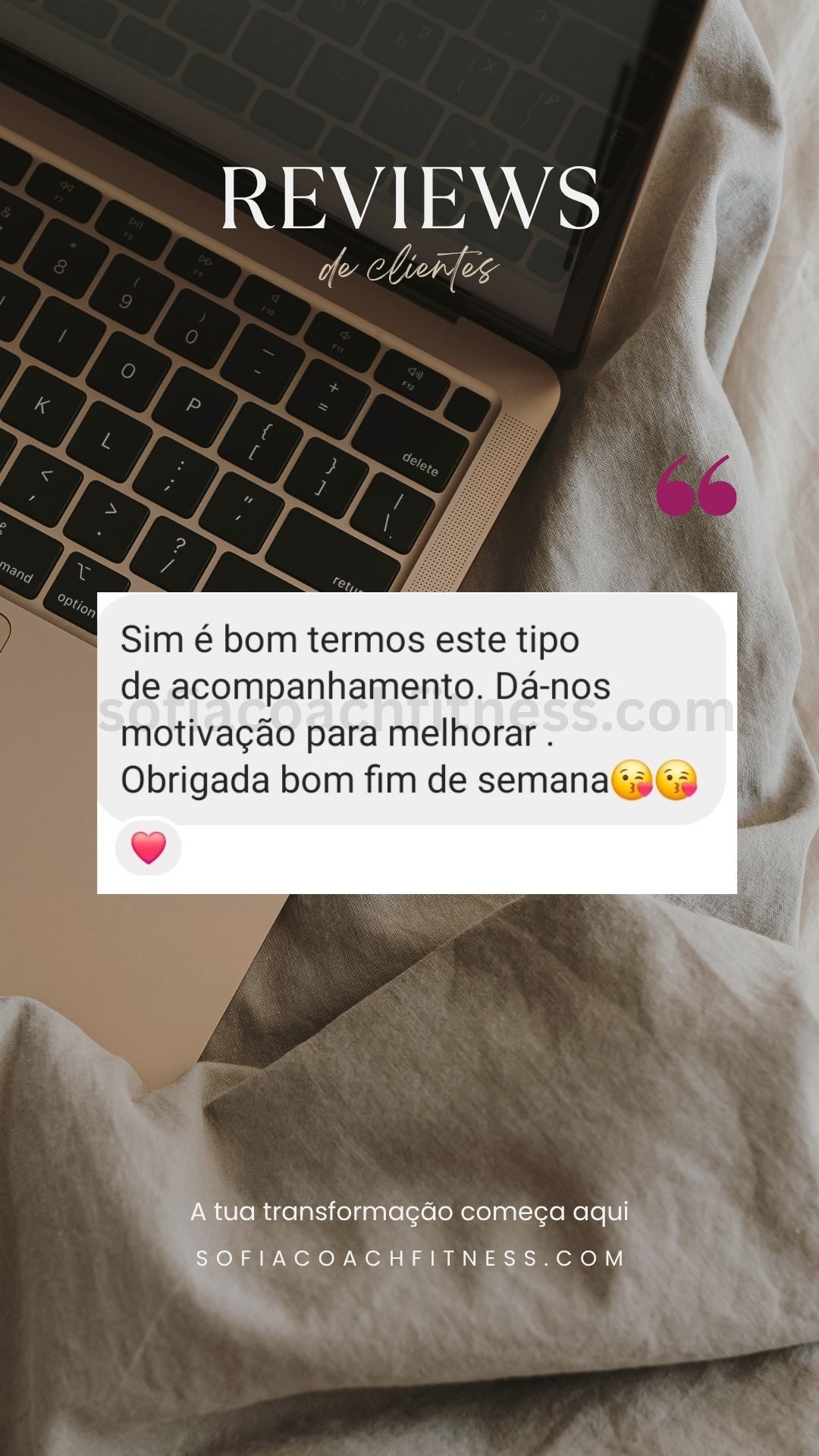 Mensagem real de cliente com progresso em definição muscular
